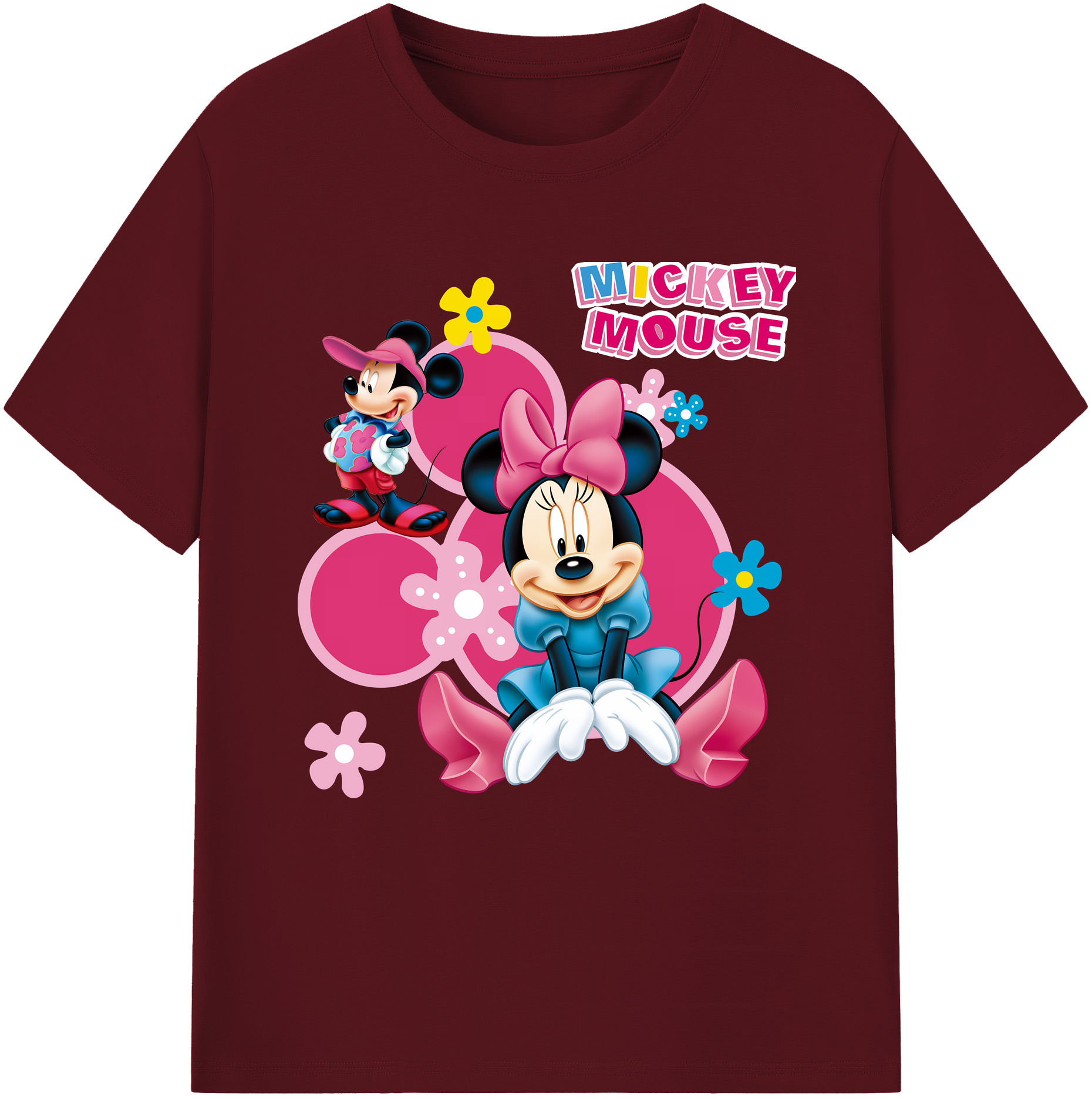 （画像用） ミッキーマウス Mickey Mouse 綿100％半袖Tシャツ（フロントプリント）